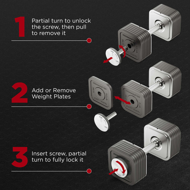 Quick-Lock Adjustable Dumbbell Set - 68 KG  (2 x 34 KG Dumbbell)